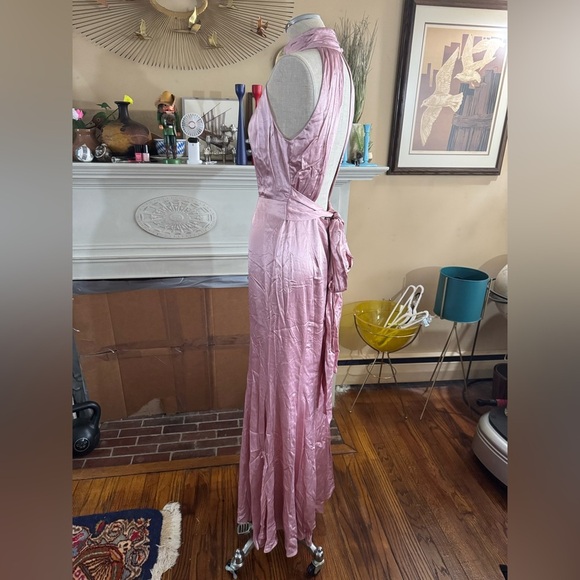 Lovers And Friends Bridgette Gown Pink Maxi Dress Satin Revolve Sz S NWT $358 - Picture 13 of 16